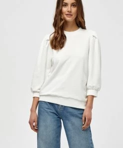 Minus MIKA 3/4 SLEEVE Sweatshirt Broken White Femme