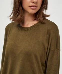 Minus ELNE Pullover Dark Olive Melange Femme -SOLDES D'ÉTÉ - Minus Fashion c1119d54964a4a6fbbf3704d6b841500
