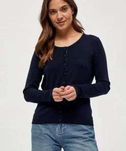 Minus NEW LAURA Gilet Black Iris Solid Femme