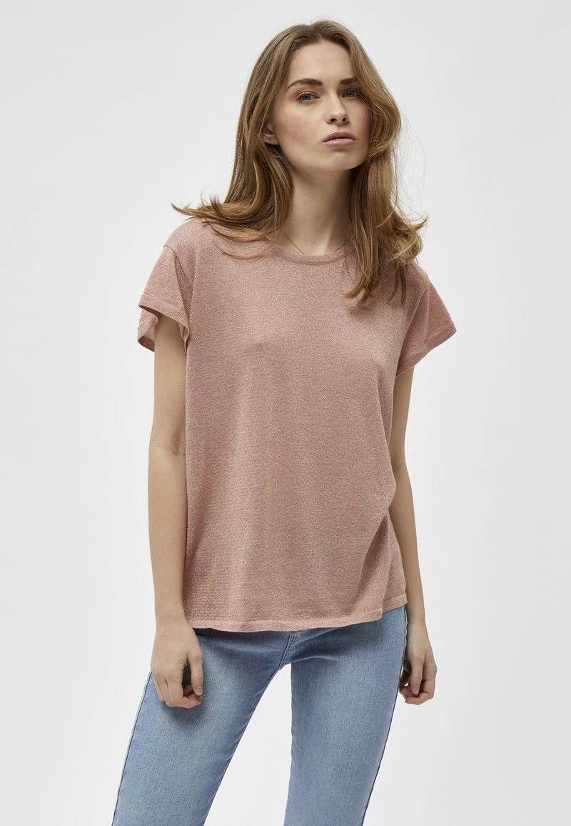Minus CARLINA T Shirt Basique Powder Rose Lurex Femme 3 Minus CARLINA T Shirt Basique Powder Rose Lurex Femme