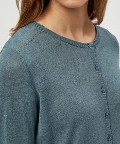 Minus NEW LAURA Gilet Blue Zen Lurex Femme -SOLDES D'ÉTÉ - Minus Fashion cb01dfda43f44594a4ded899b71a5ca0