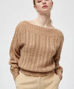 Minus RAQUEL Pullover Light Leather Brown Melange Femme