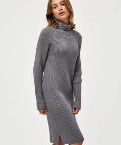 Minus AVA TURTLENECK Robe Pull Light Grey Melange Femme