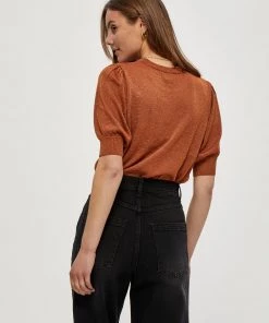 Minus LIVA T Shirt Basique Burned Hazel Lurex Femme -SOLDES D'ÉTÉ - Minus Fashion dee4fff4a9fb459c93f174ffc0caf837