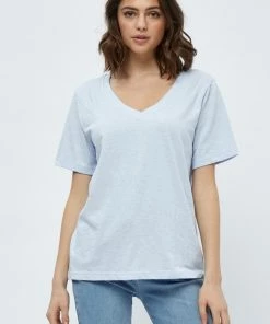 Minus Femme LETI V NECK TEE T Shirt Basique Ibiza Blue -SOLDES D'ÉTÉ - Minus Fashion e25ce781437242a68546e3e6670e1714