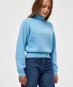 Minus JOSE TURTLENECK Pullover Pasific Blue Femme