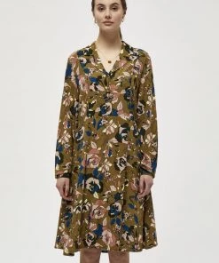 Minus Femme VIVIE Robe Chemise Olive Soft Rose Print