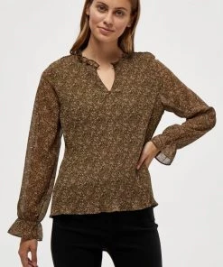 Minus Femme RIKKA Blouse Dark Olive Dot Print