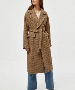 Minus AVITA Manteau Classique Rustic Brown Checked Femme