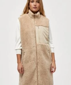 Minus Femme MAGGIE LONG Veste Sans Manches Sand
