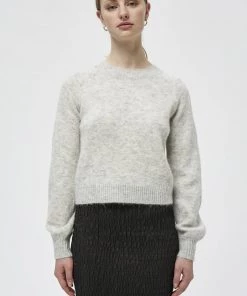 Minus Pullover Light Grey Melange Femme